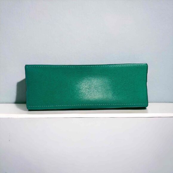 EUC Ralph Lauren Womens Green Textured Zippered Rectangular Cosmetic Pouch - Picture 3 of 9